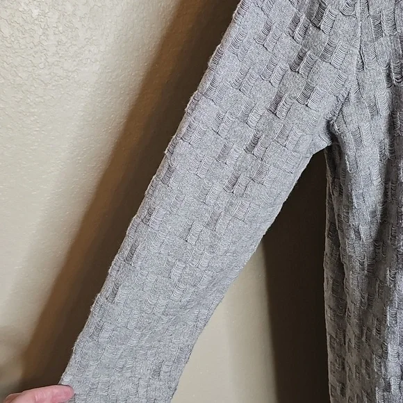 Banana Republic Light Gray Basketweave Knit Cardigan Duster Sweater Jacket Large - Picture 3 of 9